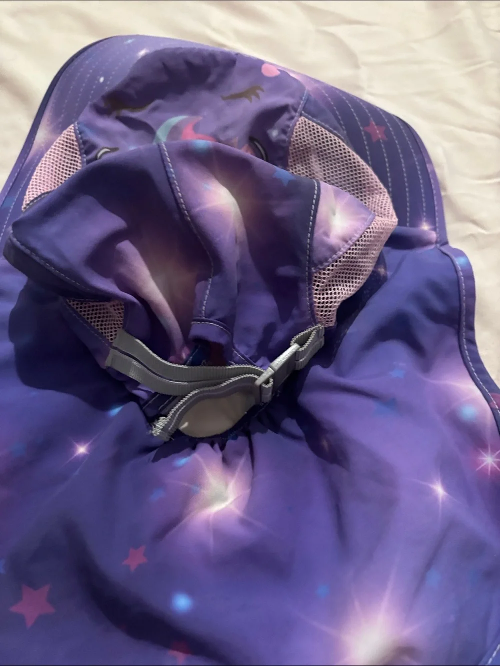 Kids Purple Unicorn Sun Hat with Neck Flap